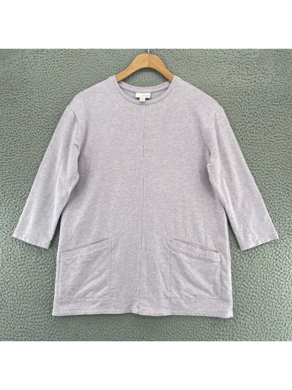 J Jill Top Womens Extra Small Purple Heather Pure Jill 3/4 Sleeve Tunic Pockets